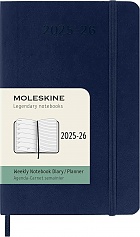 Kalendarz Moleskine 2025-2026 18-miesięczny rozmiar P (kieszonkowy 9x14 cm) Tygodniowy Niebieski/ Szafirowy Miękka oprawa (Moleskine Weekly Notebook Planner 2025/26 P Pocket Sapphire Blue Soft Cover) - 8056999275464