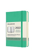 Kalendarz Moleskine 2022 12M rozmiar P (kieszonkowy 9x14 cm) Tygodniowy Lodowa Zieleń Twarda oprawa (Moleskine Weekly Notebook Diary/Planner 2022 Pocket Ice Green Hard Cover) - 8056420858587
