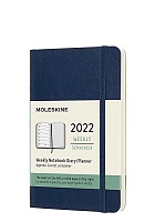 Kalendarz Moleskine 2022 12M rozmiar P (kieszonkowy 9x14 cm) Tygodniowy Niebieski/Szafirowy Miękka oprawa (Moleskine Weekly Notebook Diary/Planner 2022 Pocket Sapphire Blue Soft Cover) - 8056420855883