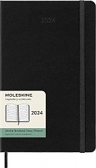 Kalendarz Moleskine 2024 12M rozmiar L (duży 13x21 cm) Horyzontalny Tygodniowy Czarny Twarda oprawa (Moleskine Weekly Horizontal Notebook Diary/Planner 2024 Large Black Hard Cover) - 8056598856798