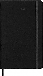 Kalendarz Moleskine 2024 12M rozmiar L (duży 13x21 cm) Horyzontalny Tygodniowy Czarny Twarda oprawa (Moleskine Weekly Horizontal Notebook Diary/Planner 2024 Large Black Hard Cover) - 8056598856798
