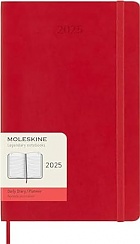 Kalendarz Moleskine 2025 12M rozmiar L (duży 13x21 cm) Dzienny Czerwony/Szkarłatny Miękka oprawa (Moleskine Daily Notebook Diary/Planner 2025 Large Scarled Red Soft Cover) - 8056999270179