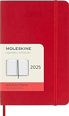 Kalendarz Moleskine 2025 12M rozmiar P (kieszonkowy 9x14 cm) Dzienny Czerwony/Szkarłatny Miękka oprawa (Moleskine Daily Notebook Diary/Planner 2025 Pocket Scarlet Red Soft Cover) - 8056999270230