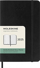 Kalendarz Moleskine 2025 12M rozmiar P (kieszonkowy 9x14 cm) Tygodniowy Czarny Miękka oprawa (Moleskine Weekly Notebook Diary/Planner 2025 Pocket Black Soft Cover) - 8056999270384