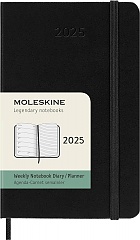 Kalendarz Moleskine 2025 12M rozmiar P (kieszonkowy 9x14 cm) Tygodniowy Czarny Twarda oprawa (Moleskine Weekly Notebook Diary/Planner 2025 Pocket Black Hard Cover) - 8056999270346