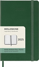 Kalendarz Moleskine 2025 12M rozmiar P (kieszonkowy 9x14 cm) Tygodniowy Zielony Mirt Twarda oprawa (Moleskine Weekly Notebook Diary/Planner 2025 Pocket Myrtle Green Hard Cover) - 8056999270735