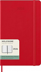 Kalendarz Moleskine 2026 12M rozmiar L (duży 13x21 cm) Tygodniowy Czerwony/ Szkarłatny Twarda oprawa (Moleskine Weekly Notebook Diary/Planner 2026 Large Scarlet Red Hard Cover) - 8056999274696