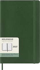Kalendarz Moleskine 2027 12M rozmiar L (duży 13x21 cm) Tygodniowy Zielony Mirt Miękka oprawa (Moleskine Weekly Notebook Diary/Planner 2027 Large Myrtle Green Soft Cover) - 8056999279950
