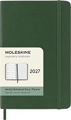 Kalendarz Moleskine 2027 12M rozmiar P (kieszonkowy 9x14 cm) Tygodniowy Zielony Mirt Miękka oprawa (Moleskine Weekly Notebook Diary/Planner 2027 Pocket Myrtle Green Soft Cover) - 8056999279974