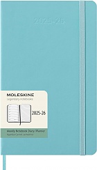 Kalendarz Moleskine 2025-2026 18-miesięczny rozmiar L (duży 13x21 cm) Tygodniowy Niebieski Akwamaryna Twarda oprawa (Moleskine Weekly Notebook Diary/Planner 2025/2026 Large Hard Aquamarine Cover) - 8056999276393