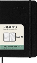 Kalendarz Moleskine 2023-2024 18-miesięczny rozmiar P (kieszonkowy 9x14 cm) Tygodniowy Czarny Twarda oprawa (Moleskine Weekly Notebook Planner 2023/24 Pocket Hard Black Cover) - 8056598856972