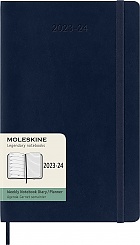 Kalendarz Moleskine 2023-2024 18-miesięczny rozmiar L (duży 13x21 cm) Tygodniowy Niebieski Ciemny/ Szafirowy Miękka oprawa (Moleskine Weekly Notebook Planner 2023/24 Large Soft Sapphire Blue Cover) - 8056598856934