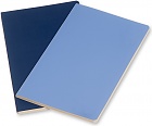 Zestaw 2 zeszytów Moleskine Volant XS bardzo małe (6.5x10.5 cm) w Linie Niebieski Pudrowy i Niebieski Królewski Miękka oprawa (Moleskine Volant Set of 2 Ruled Journals XS Powder Blue Royal Blue Soft Cover) - 8051272890327