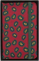 Moleskine Notes Jedwabny XS bardzo mały (6.5x10.5 cm) Czysty Bordowy w Zielony Wzorek Twarda Jedwabna oprawa zapakowany w Pudełko (Moleskine Silk Notebook Plain XS Bordeaux Paisley Hard Cover BOX)
