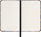 Moleskine Notes Jedwabny XS bardzo mały (6.5x10.5 cm) Czysty Niebieski w Złoty Wzorek Twarda Jedwabna oprawa zapakowany w Pudełko (Moleskine Silk Notebook Plain XS Blue Paisley Hard Cover BOX)