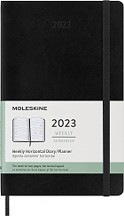 Kalendarz Moleskine 2023 12M rozmiar L (duży 13x21 cm) Horyzontalny Tygodniowy Czarny Miękka oprawa (Moleskine Weekly Horizontal Notebook Diary/Planner 20236 Large Black Soft Cover) - 8056598851366
