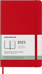 Kalendarz Moleskine 2023 12M rozmiar L (duży 13x21 cm) Tygodniowy Czerwony/ Szkarłatny Twarda oprawa (Moleskine Weekly Notebook Diary/Planner 2023 Large Scarlet Red Hard Cover) - 8056420859799