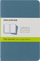 Zestaw 3 zeszytów Moleskine Cahier P kieszonkowe (9x14 cm) Czyste Niebieskie Miękka oprawa (Moleskine Cahiers Set of 3 Plain Journals Brisk Blue Soft Cover) - 8058647629612