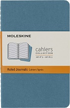 Zestaw 3 zeszytów Moleskine Cahier P kieszonkowe (9x14 cm) w Linie Niebieskie Miękka oprawa (Moleskine Cahiers Set of 3 Ruled Journals Brisk Blue Soft Cover) - 8058647629582