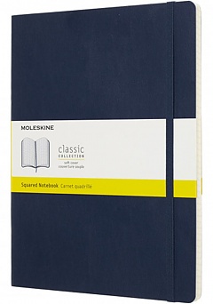 Notatnik Moleskine XL ekstra duży (19x25 cm) w Kratkę Szafirowy / Granatowy Miękka oprawa (Moleskine Sqaured Notebook Large Soft Sapphire Blue) - 8058341715604