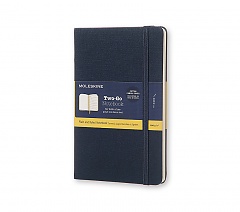 Notes Moleskine Two-Go o kartkach czystych i w linię granatowy średni[11,5x18 cm.] (Moleskine Two-Go Notebook Medium Ruled-Plain Oriental Blue) - 8055002851664