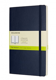 Notatnik Moleskine L duży (13x21cm) Czysty Szafirowy / Granatowy Miękka oprawa (Moleskine Plain Notebook Large Soft Sapphire Blue) - 8055002854757