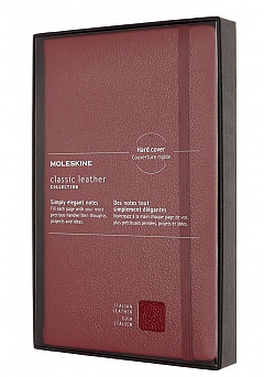 Skórzany Notatnik Moleskine Edycja limitowana L duży (13x21cm) w Linie Czerwony Twarda oprawa (Moleskine Leather Ruled Notebook Large Red Hard Cover) - 8053853605948