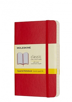 Notatnik Moleskine P kieszonkowy (9x14cm) w Kratkę Czerwony Miękka oprawa (Moleskine Squared Notebook Pocket Soft Scarlet Red) - 8055002854603
