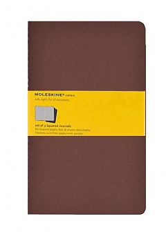 Zestaw 3 zeszytów Moleskine Cahier L duże (13x21 cm) w Kratkę Kawowe Miękka oprawa (Moleskine Cahiers Set of 3 Squared Journals) - 8055002855259