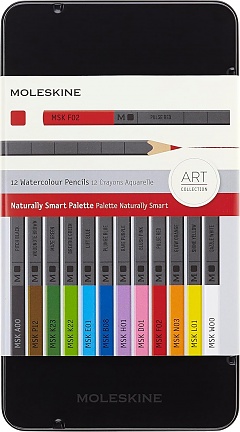 Kredki kolorowe Moleskine 12 sztuk w Metalowym pudełku (Moleskine Watercolour Pencils) - 8058341710463