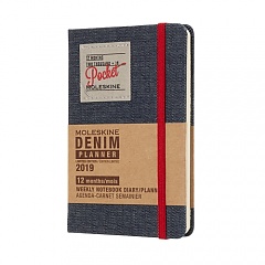 Kalendarz Moleskine 2019 "Denim" Tygodniowy P (9x14cm) twarda jeansowa oprawa (Weekly Planner Denim Pocket Hard Cover) - 8058341716885