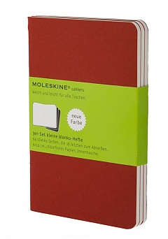 Zestaw 3 zeszytów Moleskine Cahier L duże (13x21 cm) Czyste Bordowe Miękka Oprawa (Moleskine Cahiers Set of 3 Plain Journals Cranberry Red Soft Cover) - 9788862931038