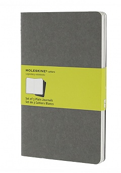 Zestaw 3 zeszytów Moleskine Cahier L duże (13x21 cm) Czyste Szare Miękka oprawa (Moleskine Cahiers Pebble Grey Set of 3 Plain Journals Soft Cover) - 9788866134251
