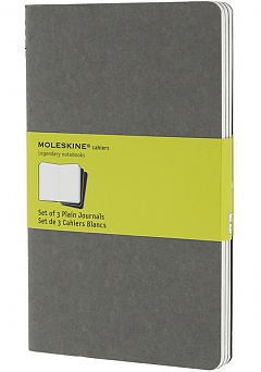 Zestaw 3 zeszytów Moleskine Cahier XL ekstra duże (19x25 cm) Czyste Szare Miękka oprawa (Moleskine Cahiers Set of 3 Plain Journals) - 9788866134282