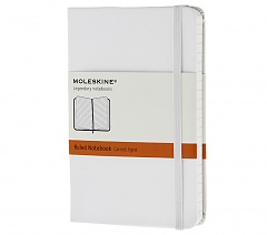 Notatnik Moleskine P kieszonkowy (9x14 cm) w Linię Biały Twarda oprawa (Moleskine Ruled Notebook Pocket White) - 9788866137177