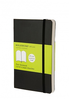Notatnik Moleskine P kieszonkowy (9x14cm) Czysty Czarny Miękka oprawa (Moleskine Plain Notebook Pocket Soft Black) - 9788883707148