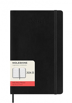 Kalendarz Moleskine 2024-2025 18-miesięczny rozmiar L (duży 13x21 cm) Dzienny Czarny Miękka oprawa (Moleskine Daily Notebook Diary/Planner 2024/25 Large Black Soft Cover) - 8056999270544