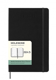 Kalendarz Moleskine 2024-2025 18-miesięczny rozmiar L (duży 13x21 cm) Tygodniowy Czarny Twarda oprawa (Moleskine Weekly Notebook Diary/Planner 2024/2025 Large Hard Black Cover) -  8056999270568