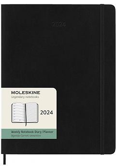 Kalendarz Moleskine 2024-2025 18-miesięczny rozmiar XL (duży 19x25 cm) Tygodniowy Czarny Twarda oprawa (Moleskine Weekly Notebook Diary/Planner 2024/25 Extra Large Hard Black Cover) - 8056999270674