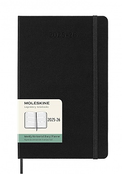Kalendarz Moleskine 2025-2026 18-miesięczny rozmiar L (duży 13x21 cm) Horyzontalny Tygodniowy Czarny Twarda oprawa (Moleskine Weekly Horizontal Notebook Diary/Planner 2025/26 Large Black Hard Cover) - 8056999275501