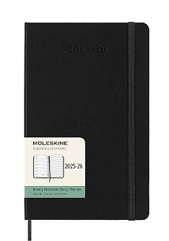 Kalendarz Moleskine 2025-2026 18-miesięczny rozmiar L (duży 13x21 cm) Tygodniowy Czarny Twarda oprawa (Moleskine Weekly Notebook Diary/Planner 2025/2026 Large Hard Black Cover) -  8056999275396