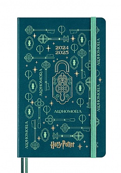 Kalendarz Moleskine 2024-2025 18-miesięczny Harry Potter Alohommora rozmiar L (13x21 cm) Tygodniowy Zielony Twarda oprawa (Moleskine Limited Edition Harry Potter Alohommora Weekly Notebook/Planner 2024/25 Pine Green Large HardCover) - 8056999272142