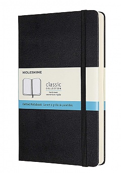 Notatnik Moleskine L duży (13x21cm) Gruby (400 stron) w Kropki Czarny Twarda oprawa (Moleskine Expanded Dotted Notebook 400 Pages Large Black Hard Cover) - 8058647628035