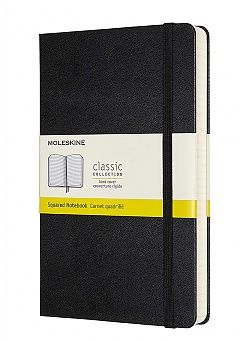 Notatnik Moleskine L duży (13x21cm) Gruby (400 stron) w Kratkę Czarny Twarda oprawa (Moleskine Expanded Ruled Notebook 400 Pages Large Black Hard Cover) - 8058647628011