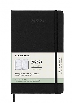 Kalendarz Moleskine 2022-2023 18-miesięczny rozmiar L (duży 13x21 cm) Tygodniowy Czarny Twarda oprawa (Moleskine Weekly Notebook Diary/Planner 2022/23 Large Hard Black Cover) - 8056598851076