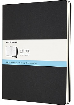 Zestaw 3 zeszytów Moleskine Cahier XL ekstra duże (19x25 cm) w Kropki Czarne Miękka oprawa (Moleskine Cahiers Set of 3 Dotted Journals) - 8058341719220