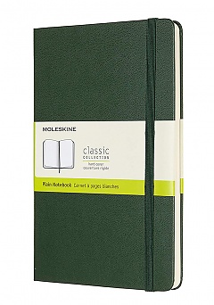 Notatnik Moleskine L duży (13x21cm) Czysty Zielony Mirt Twarda oprawa (Moleskine Plain Notebook Large Hard Myrtle Green) - 8058647629070