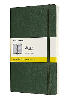 Notatnik Moleskine L duży (13x21cm) w Kratkę Zielony Mirt Miękka oprawa (Moleskine Squared Notebook Large Soft Myrtle Green) - 8053853600035