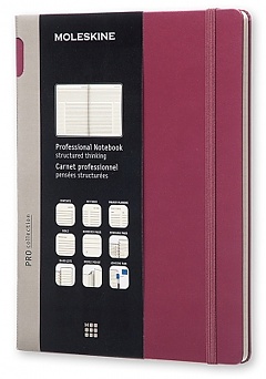 Notatnik Profesjonalny PRO XL (19x25 cm) Bordowy/Purpurowy Twarda Oprawa 240 stron (Moleskine Professional Notebook Plum Purple Extra Large Hard Cover) - 8051272891379