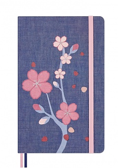 Notatnik Moleskine Sakura L duży (13x21 cm) Czysty Niebieski Płócienna Twarda oprawa (Moleskine Sakura Limited Edition Notebook Plain Large Blue Fabric Hard Cover) - 8056999276188